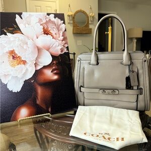 Coach Leather Swagger Light Gray Taupe